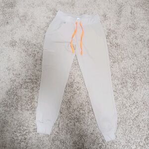 Figs Technical Collection Scrub Pants XS Khaki Cuffed Elastic Drawstring Waist